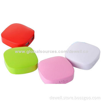 2,400/4,000mAh, mini portable powder box shape/USB mobile phone chargers for women/Sized 80*80*28mm